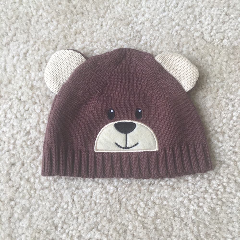 Bear Brown Knit Hat With Ears 0-6 Months